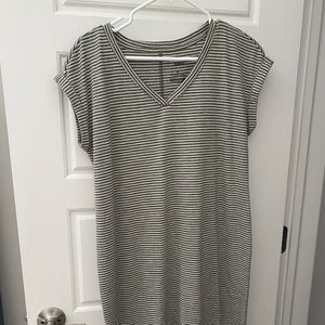 army green and white striped dress